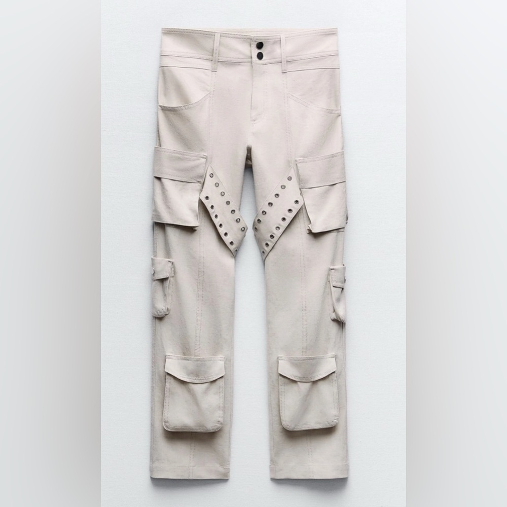 ZARA | BEIGE LINEN BLEND CARGO PANTS LIMITED EDITION